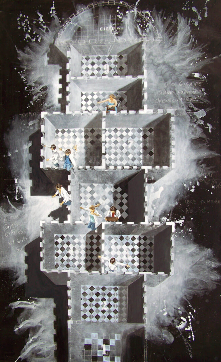saltando el muro-pintura